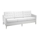 Ver imagem 1 de Sofá Fk 3 Lugares Couro Natural Linha Premium Design Modernista Sala Escritório Recepção - Branco