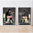 Ver imagem 1 de Kit 2 Quadros Identificarores de Banheiro Masculino feminino 33x24cm:madeira Branca