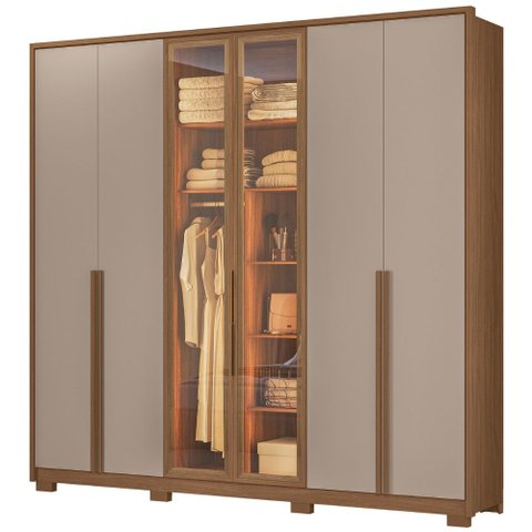 Guarda Roupa Casal Atacama 6 Portas Moval:Carvalho Fendi