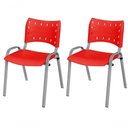Ver imagem 1 de Cadeira Iso Base Cinza , Escritório Vermelho Kit 2 Un
