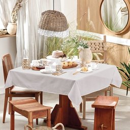 toalha de mesa retangular tecido oxford branco 1,45x2,00 - 2