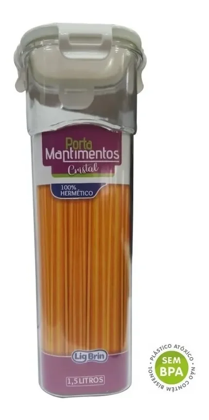 2 Potes Macarrão Espaguete 1,5L - Hermético Com Tampa Verde - 2