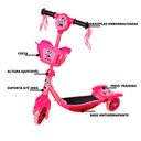 Ver imagem 4 de Brinquedo Patinete Infantil Minnie Rosa 3 Rodas Luz e Som