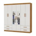 Ver imagem 2 de Guarda-Roupa Infantil com Espelho 6 Portas e 4 Gavetas 177cm Multimóveis CR35561 Madeirado/Off
