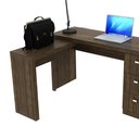 Ver imagem 4 de Mesa Em L Para Escritório 3 Gavetas ME4101 Nogal - Tecno Mobili