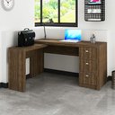Ver imagem 2 de Mesa Em L Para Escritório 3 Gavetas ME4101 Nogal - Tecno Mobili