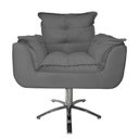 Ver imagem 2 de Poltrona Decorativa Hall de Entrada Base Giratória de Metal Opala Suede Cinza - LM DECOR