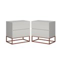 Ver imagem 1 de Conjunto 2 Mesas de Cabeceira Estilo Industrial 2 Gavetas Eros 45 Base Cobre:off White