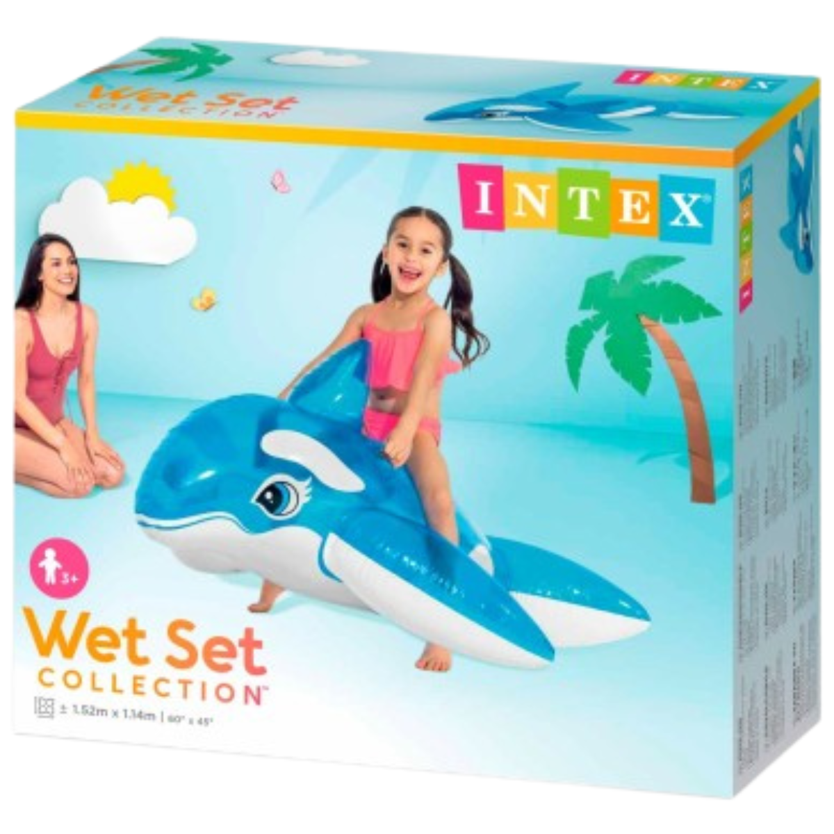 Bóia Bote Inflável Intex Baleia Infantil + 3 Anos 152x114cm:azul - 4