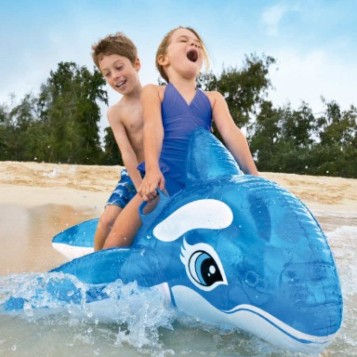 Bóia Bote Inflável Intex Baleia Infantil + 3 Anos 152x114cm:azul - 3
