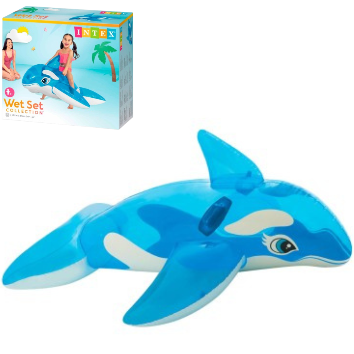 Bóia Bote Inflável Intex Baleia Infantil + 3 Anos 152x114cm:azul - 6