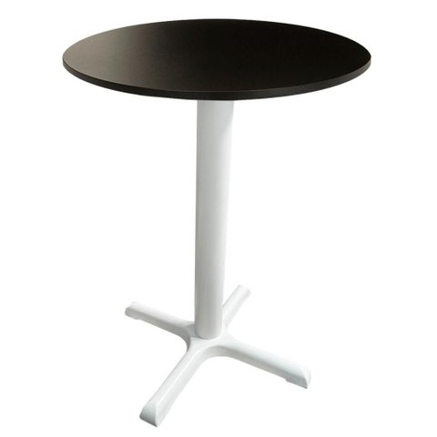 Mesa Ômega Ferro Branco 74 Cm (alt) Base em X Tampo Mdp Redondo Preto 80 Cm (larg) X 2,50 Cm (alt)