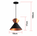 Ver imagem 2 de Kit 3 Lustres Pendentes Luxo Rainha Preto C/ Cobre Bicolor
