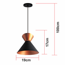 Ver imagem 2 de Kit 3 Lustres Pendentes Luxo Rainha Preto C/ Cobre Bicolor