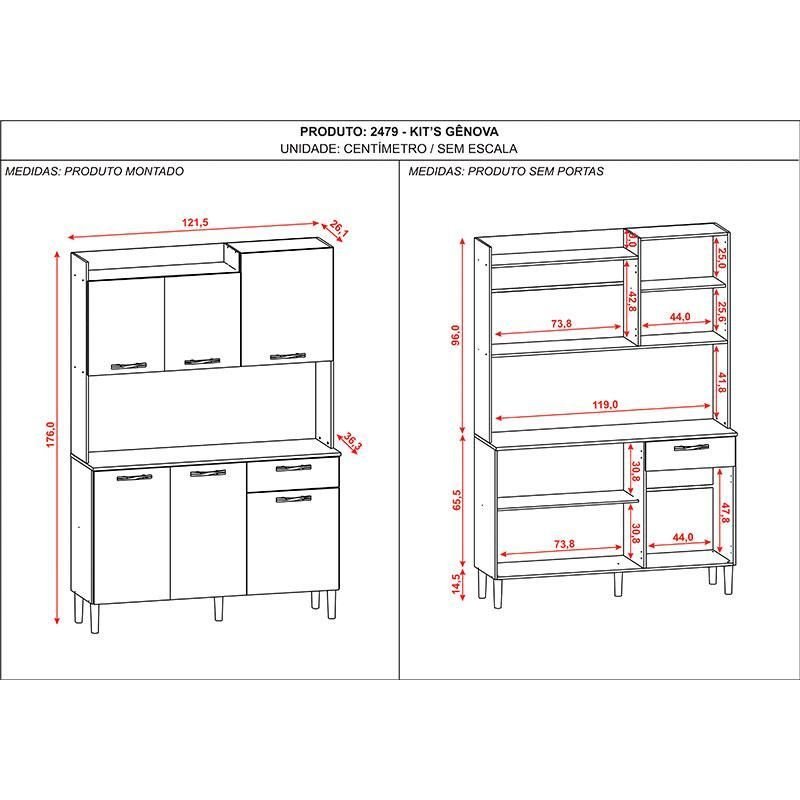 Kit Cozinha Gênova Plus 6 Portas Freijó Soft - Kits Paraná - 4