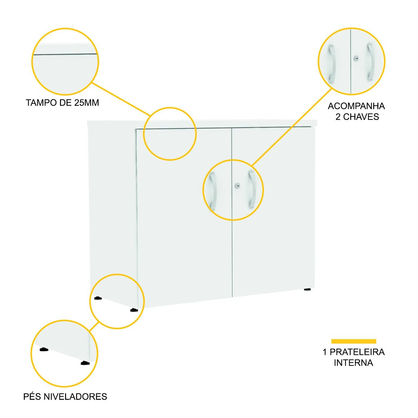 ARMÁRIO BAIXO 2 PORTAS PANDIN P25 - BRANCO AB700P25 - 3