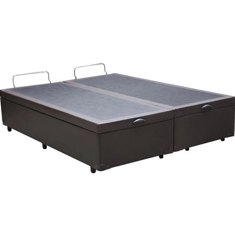 Cama Báu Box Base Casal Bipartido Sintético Marrom. Blindado.