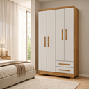 Ver imagem 5 de Armário Multiuso Organizador Paris 4 Portas 2 Gavetas 3 Prateleiras Premium Cedro/Off White