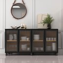 Ver imagem 5 de Aparador Buffet 4 Portas de Vidro Ditália R-638 Cor:riviera Preto