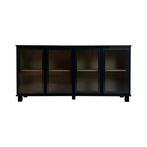 Aparador Buffet 4 Portas de Vidro Ditália R-638 Cor:riviera Preto