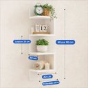 Ver imagem 5 de Prateleira de Canto Suspensa Flutuante Parede MDF Nicho Decorativo Livros Sala Quarto Banheiro