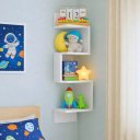 Ver imagem 2 de Prateleira de Canto Suspensa Flutuante Parede MDF Nicho Decorativo Livros Sala Quarto Banheiro