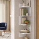 Ver imagem 3 de Prateleira de Canto Suspensa Flutuante Parede MDF Nicho Decorativo Livros Sala Quarto Banheiro