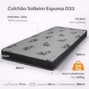 Ver imagem 2 de Colchão Solteiro Espuma D33 Liso 188x88x17cm Antialérgico