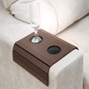 Ver imagem 2 de Bandeja Esteira para Braço de Sofá Mdf Imbuia com Porta Copos