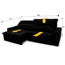Ver imagem 2 de Sofá Retrátil/Reclinável Patagônia 3,00m Suede Velut Preto c/ Molas no Assento - King House