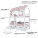 Ver imagem 4 de Beliche Casinha Encantada com 02 Gavetas Kit Escada/ Escorregador Madeira Maciça Branco/ Rosa