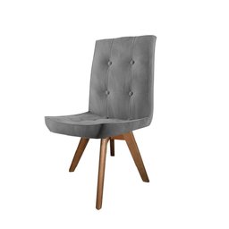 Conjunto 05 Cadeira de Jantar Drop Com Botão Base Giratória Imbuia Sintético Cinza - Amey Decor - 3