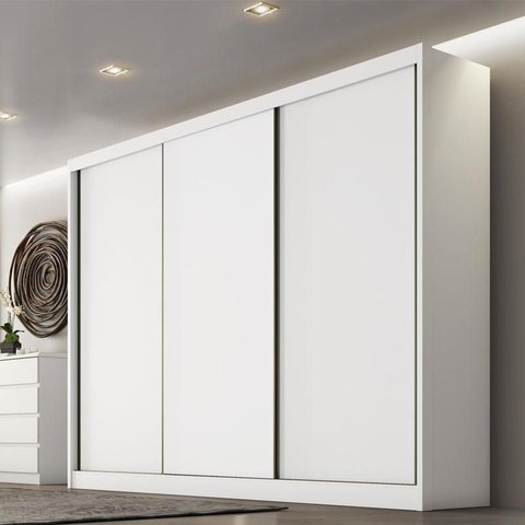 Guarda Roupa Casal Medelim 3 Portas 8 Gavetas Neve – Novo Horizonte