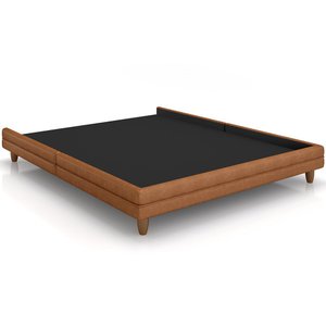 Cama King Base Box Pés Madeira 203cm Suném P05 Couríssimo Whisky - Lyam Decor