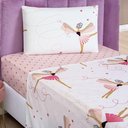 Ver imagem 1 de Jogo de Cama Lençol Carrosel Solteiro 03 Peças Infantil Estampado Divertido - Bailarina Ballet