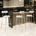Ver imagem 2 de Kit 06 Banquetas Alta Bar Cozinha Sala de Jantar Aço Milão Arena L02 Bouclê Bege - Lyam Decor