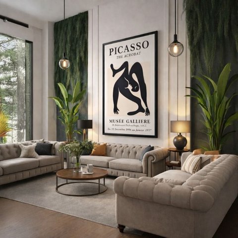 Quadro Canvas Picasso The Acrobat 90x60cm Mold Branca