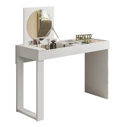 Escrivaninha Penteadeira Play Espelho Basculante e Vidro Branco Fosco - 1 Escrivaninha Penteadeira Play Espelho Basculante e Vidro Branco Fosco - 1