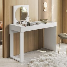 Escrivaninha Penteadeira Play Espelho Basculante e Vidro Branco Fosco - 2 Escrivaninha Penteadeira Play Espelho Basculante e Vidro Branco Fosco - 2