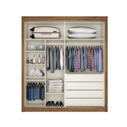 Guarda Roupa Zurique 2 Portas Espelhadas 100% Mdf Brauna Off White - Móveis Europa - 3