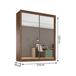Guarda Roupa Zurique 2 Portas Espelhadas 100% Mdf Brauna Off White - Móveis Europa - 4