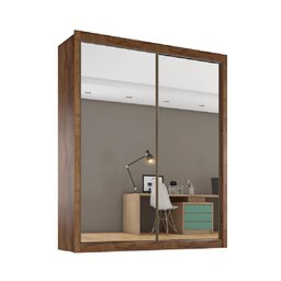 Guarda Roupa Zurique 2 Portas Espelhadas 100% Mdf Brauna Off White - Móveis Europa - 2
