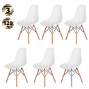 Ver imagem 1 de Kit com 6 Cadeiras Eames Branca - Madeira Natural