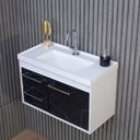 Ver imagem 5 de Gabinete Armário para Banheiro 60cm Mdf com Cuba - Potenza Preto