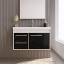Ver imagem 1 de Gabinete Armário para Banheiro 60cm Mdf com Cuba - Potenza Preto