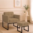 Ver imagem 1 de Poltrona Sala e Puff Decorativo Industrial Elisa Suede Marrom Rato D03 - D’Rossi
