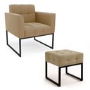 Ver imagem 2 de Poltrona Sala e Puff Decorativo Industrial Elisa Suede Marrom Rato D03 - D’Rossi