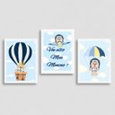 Ver imagem 1 de Kit 3 Quadros Infantis Voe Alto Ursinhos 45x34cm - com vidro:Madeira branca