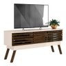 Rack Sala Bancada Tv até 65 Polegadas Frizz 1.5 2 Portas Off White e Savana - Madetec Móveis - 5