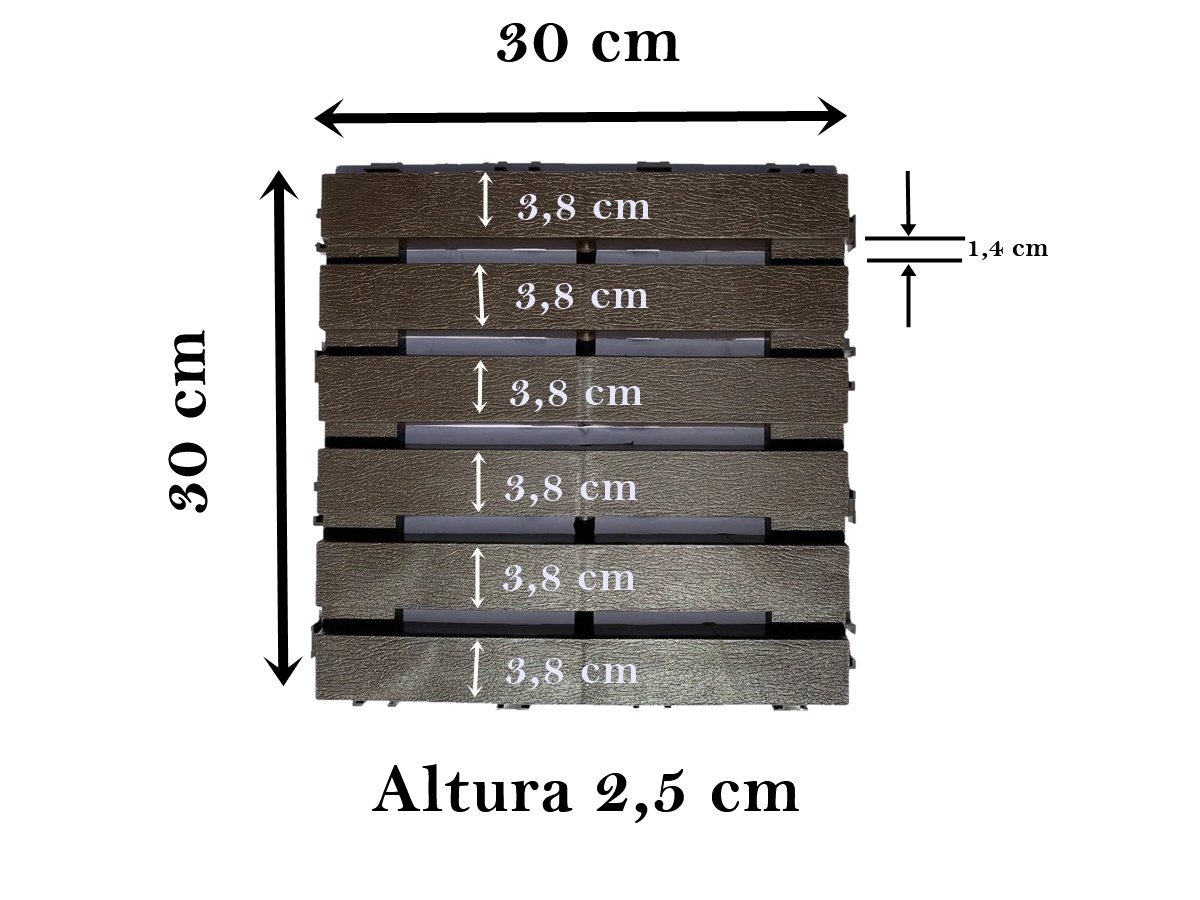 KIT 12 DECKS MADEIRA PLASTICA ECO MAXX 30x30 MODULAR 30X30.:IMBUIA - 6